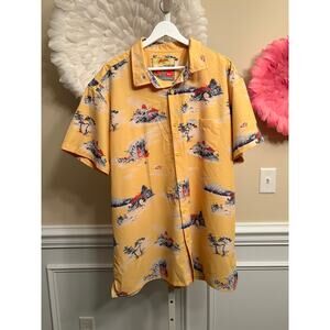 RETRO RIFLE YELLOW HOLLYWOOD SHORT SLEEVE BUTTON DOWN SHIRT SIZE 2XL